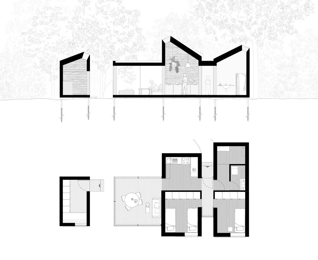 Sigurd Larsen_The Lake House_architecture wood sustainable brandenburg_plan section weekend house