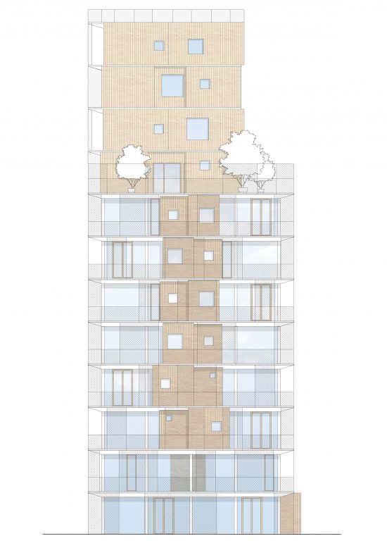 Augsburg Architektur Sigurd Larsen Wohnung Holz Architektur Bau Wood architecture apartment highrise_Ansicht 1
