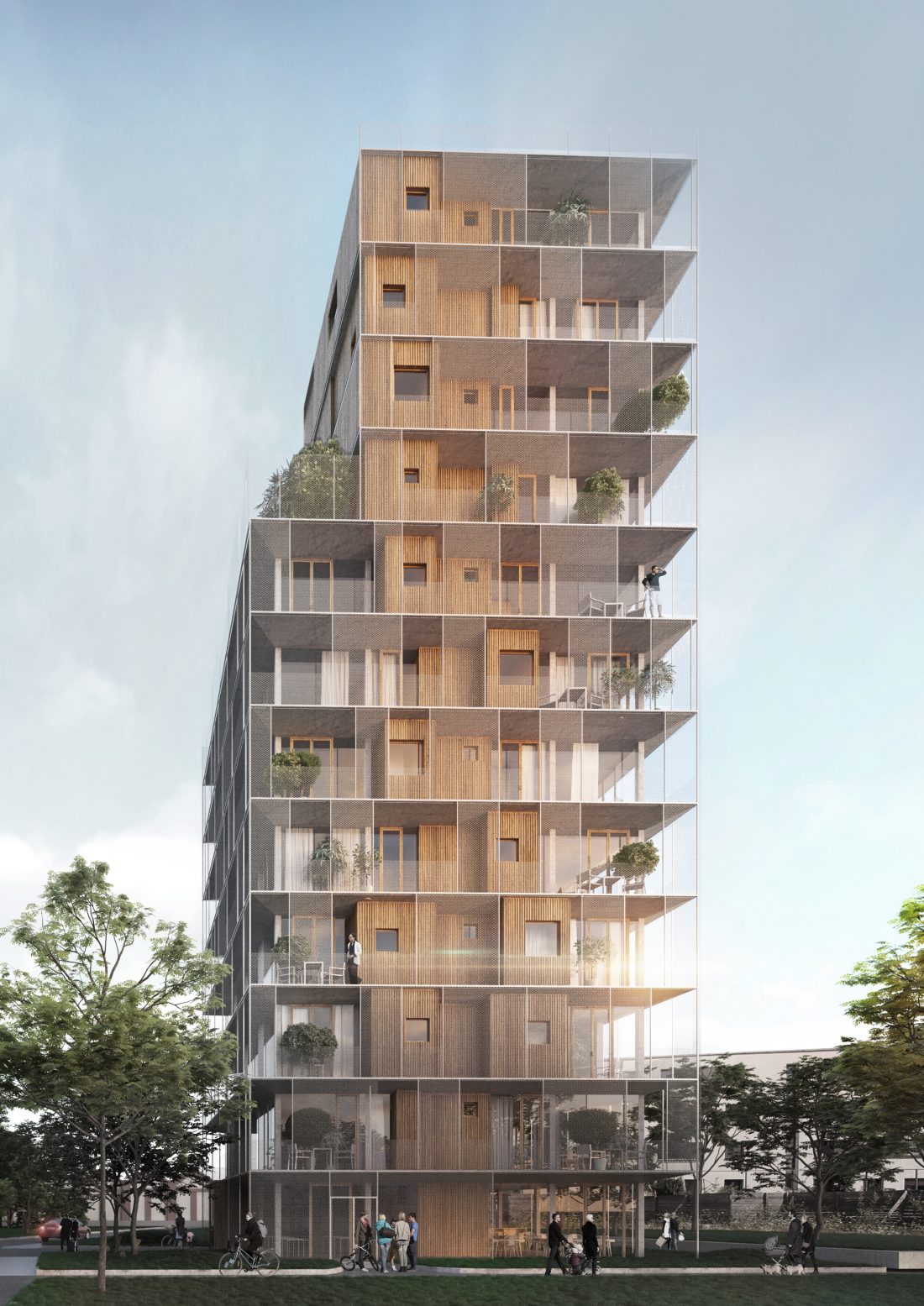 Augsburg Architektur Sigurd Larsen Wohnung Holz Architektur Bau Wood architecture apartment highrise_facade 1