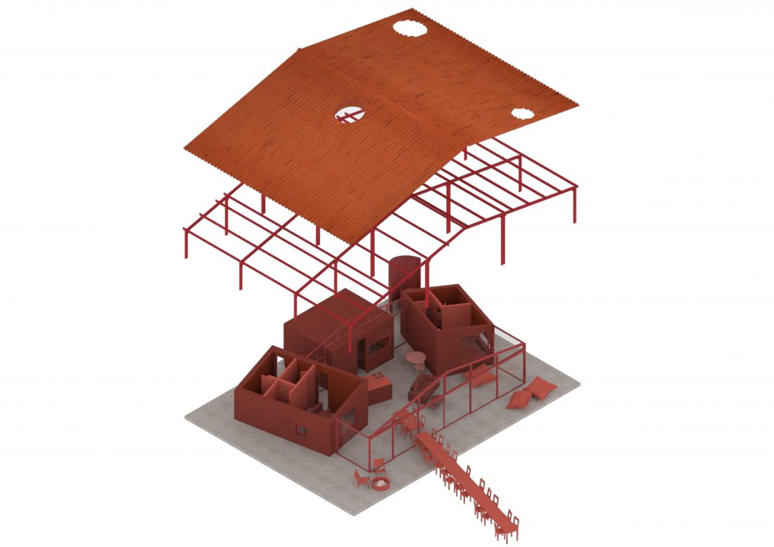 La Grange Rouge by Sigurd Larsen. Credits Kkrom Services_Architecture holiday house Danish design France_drawing Axo