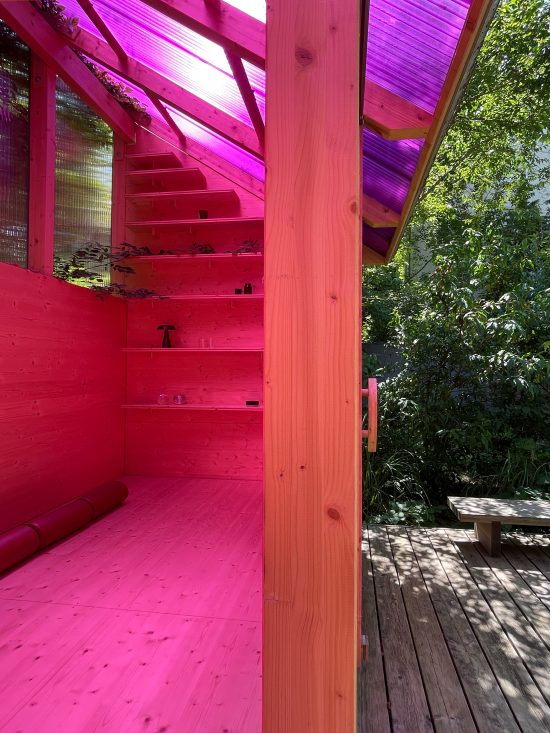 Tea House for Peggy Gou by Sigurd Larsen design and Architecture Berlin follie pavilion pink roof_25