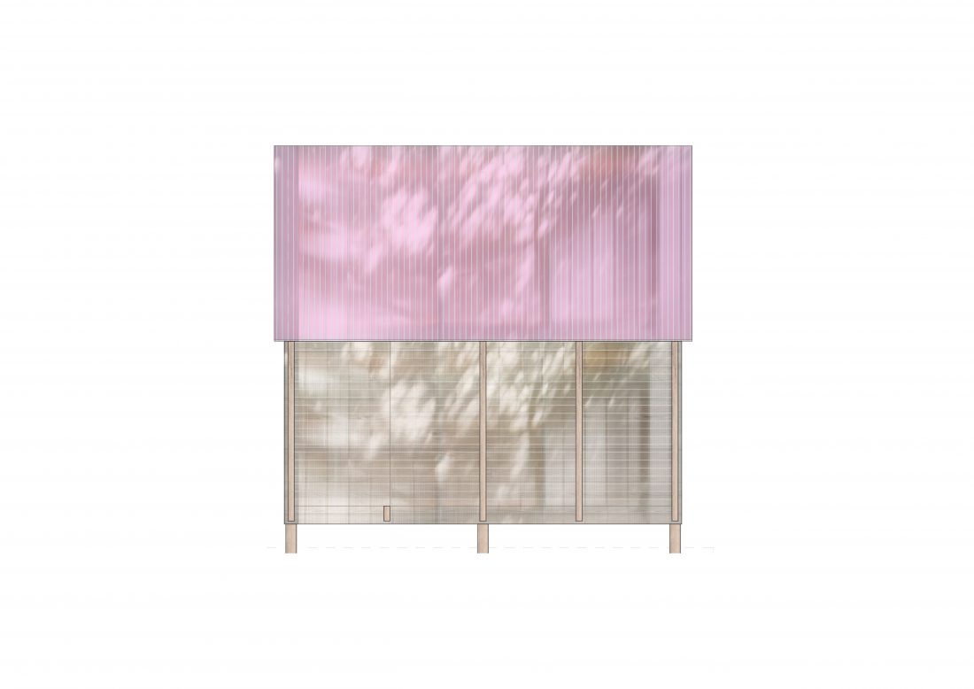 Tea House for Peggy Gou by Sigurd Larsen design and Architecture Berlin follie pavilionpink roof_40_Elevation