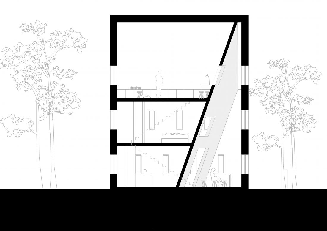 NSPH_Sigurd Larsen Design Architecture Germany stone wood urban house_Section long